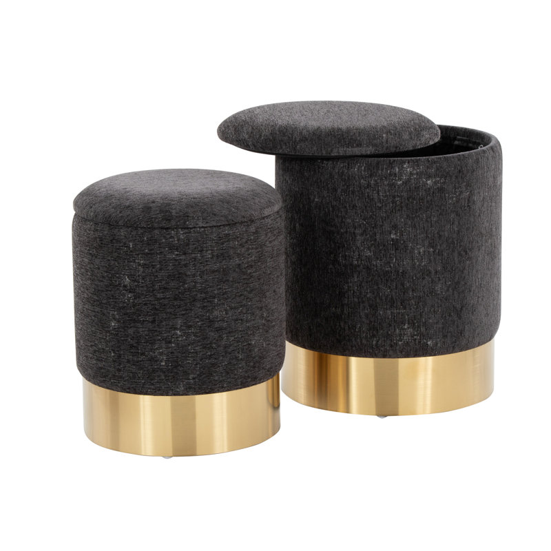 Marla Contemporary Nesting Ottoman Set, Black