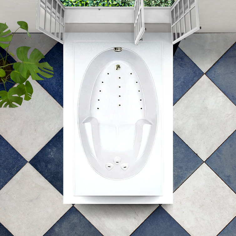 72" L X 42" W Drop In Combination Acrylic Bathtub with Reversible Drain in White