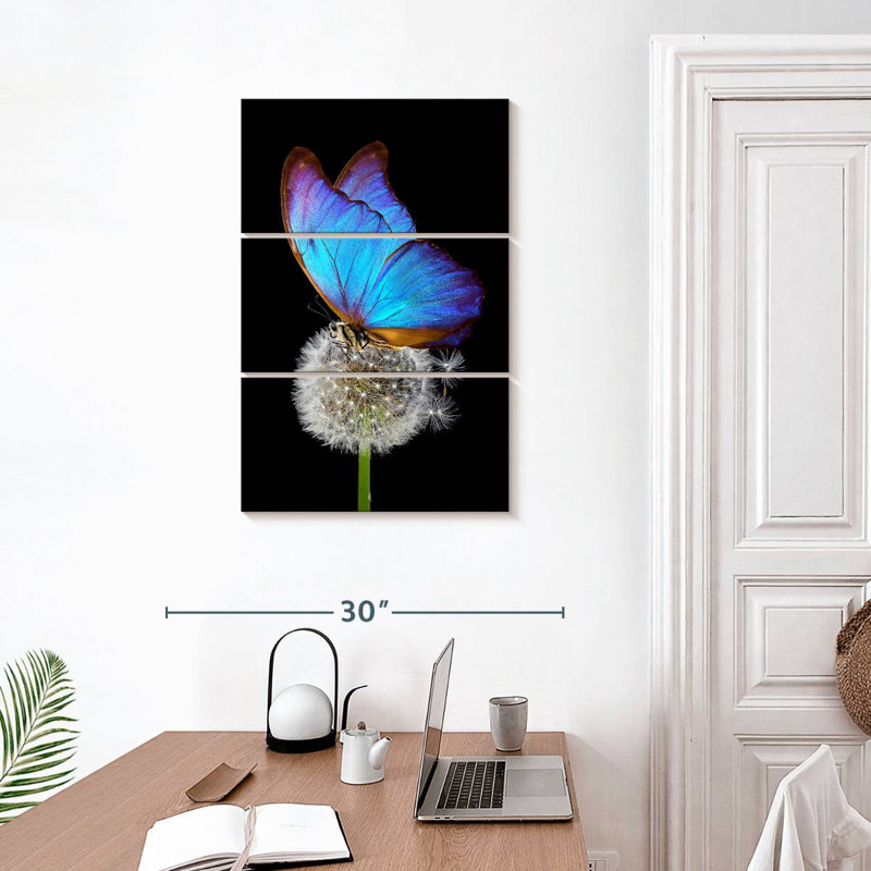 Brampt Blue Morpho On Dandelion, 32" H x 20" W