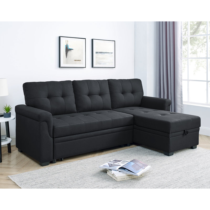 Lit escamotable 86 po à 3 places avec accoudoirs géants 86 po., Polyester noir