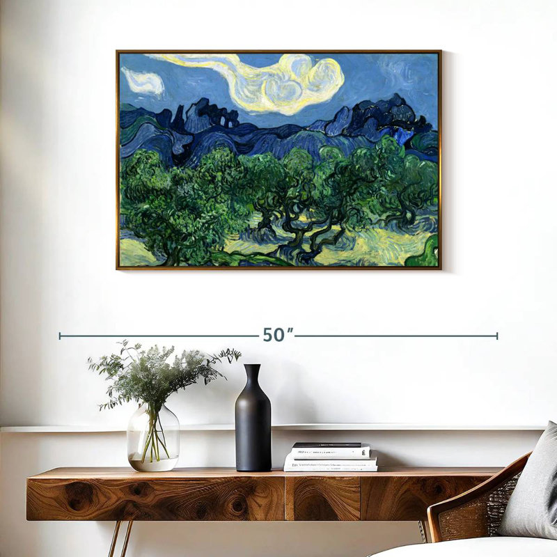 The Olive Trees, Floating Frame Gold, 31" X 21"