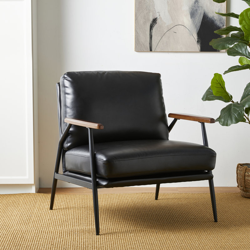 Ronishia 28" Wide Armchair, Black Faux Leather