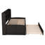 Lit simple en bois gris antique avec tête de lit bibliothèque, rangement et lit gigogne, 3 tiroirs-1955730890