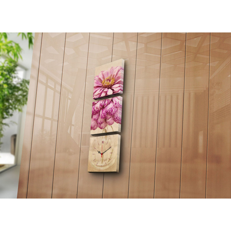 Ensemble de 3 horloges murales élégantes en toile, 35,4 x 11,0 pouces | 100% toile de suède avec cadre 100% bois, épaisseur: 1,2 po | Décoration élégante pour le salon, la chambre à coucher et le bureau