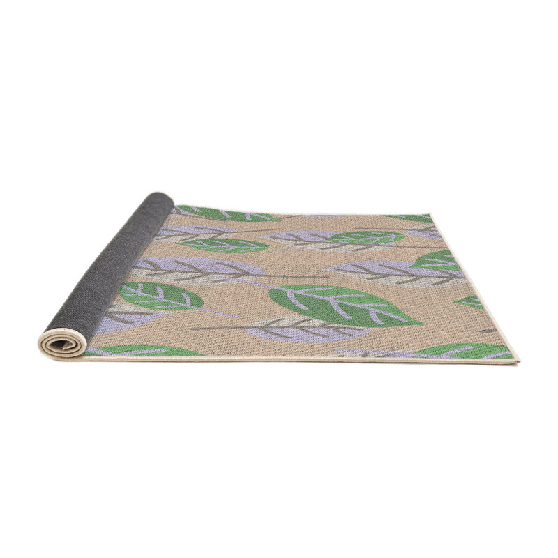 Tapis vert/mauve à motifs, Rond 4 pi