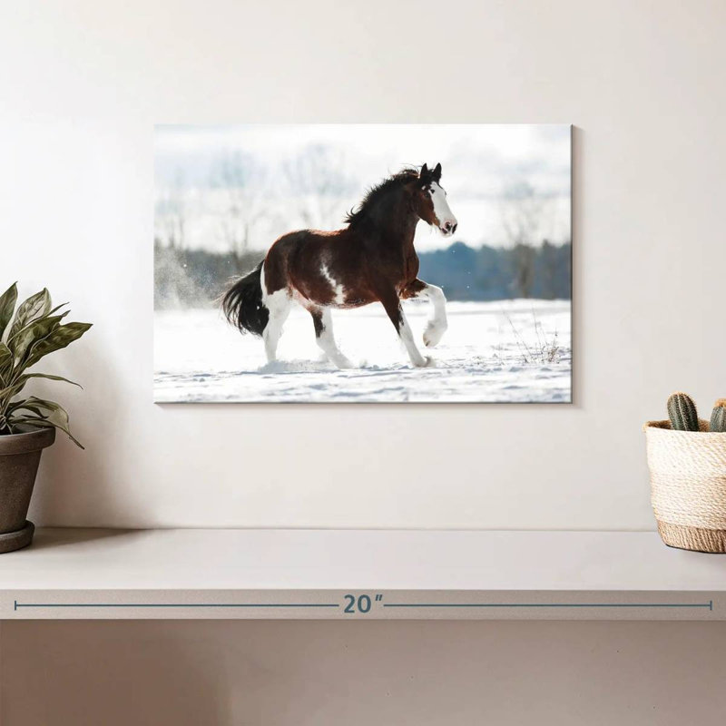 Bramly Clydesdale, cheval en hiver, H 8 po x l 12 po