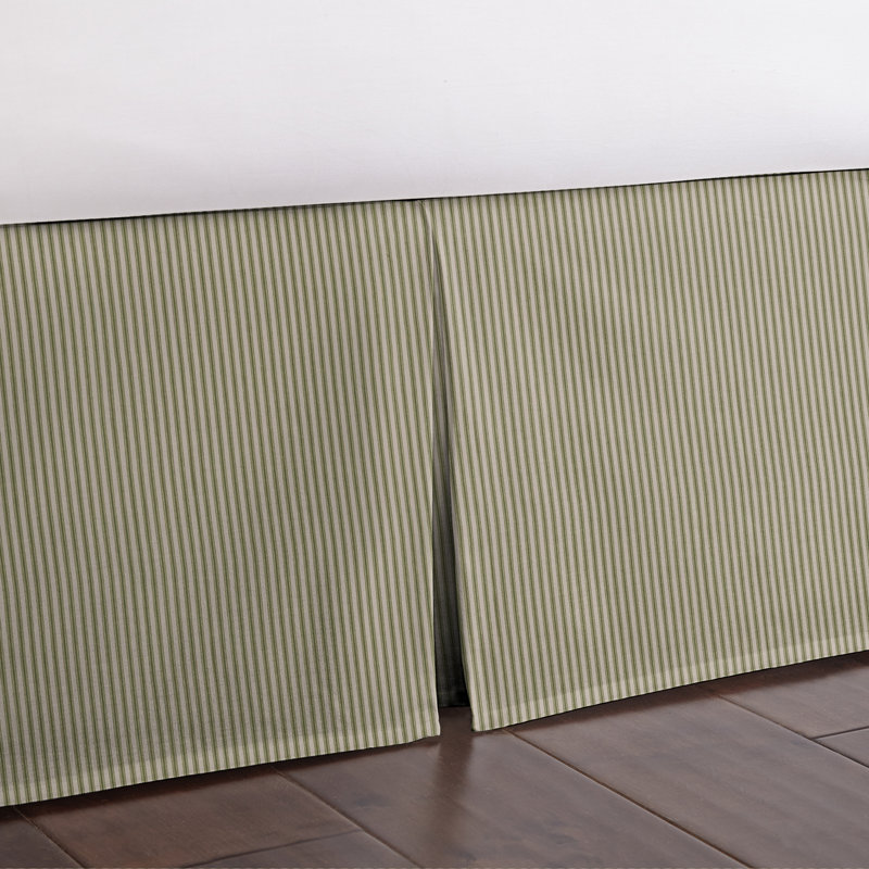 Ticking Stripe Bed Skirt, Twin/Twin XL, 15", Avocado