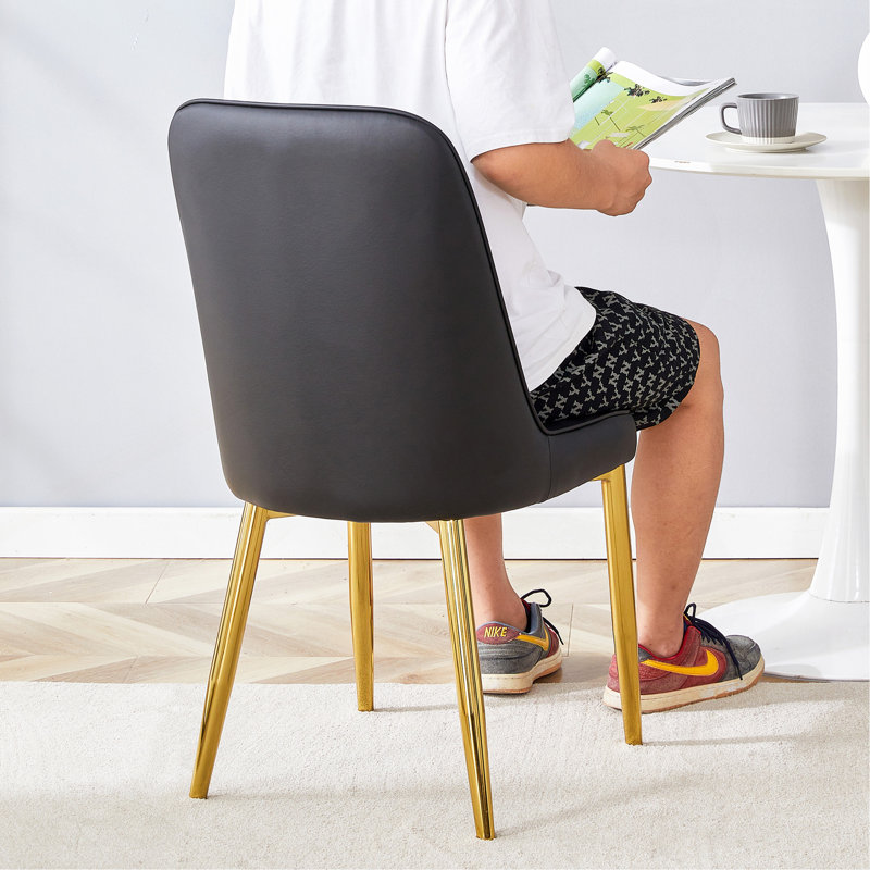 Modern Minimalist Dining Chair, 2, Black, Black