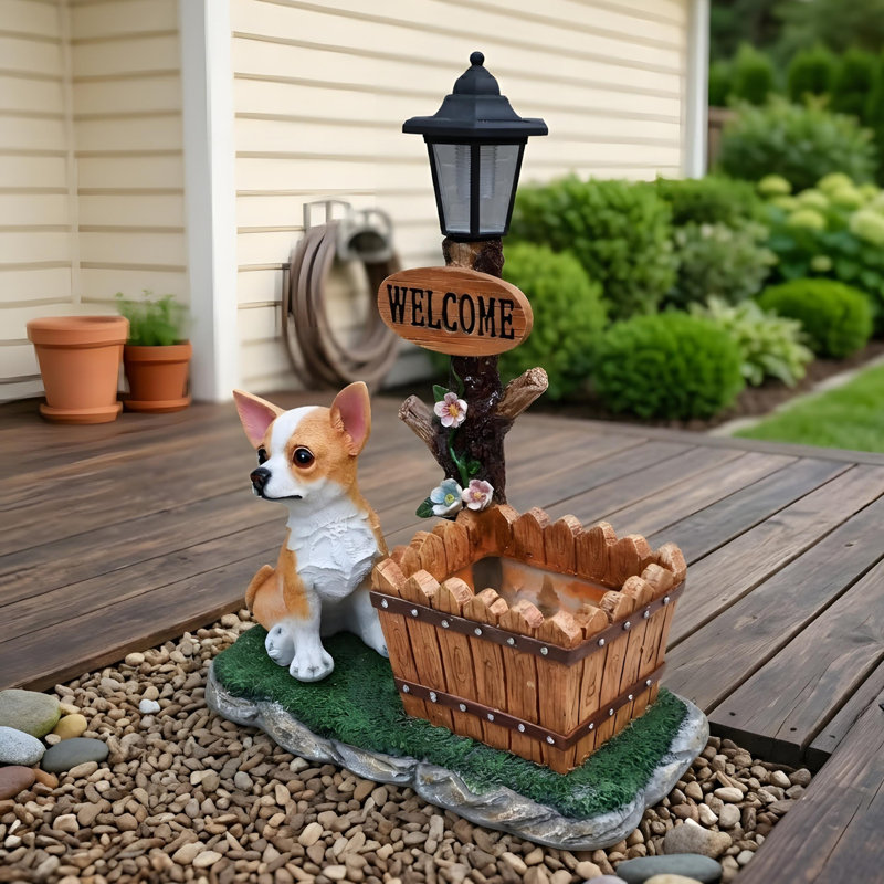 Statue de jardinière chien Chihuahua assis