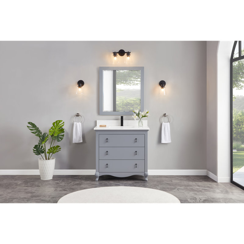36" Cadet Finish Solid Wood Sink Vanity  With 1' Artificial Stone Top, Cadet