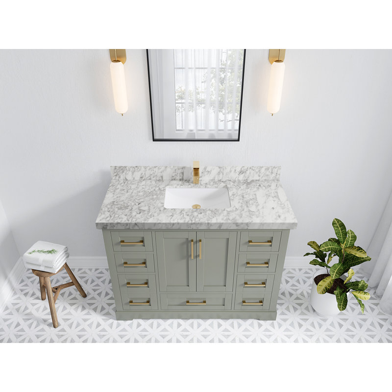 Ensemble de meuble-lavabo simple 48 po Esin, Marbre de Carrare