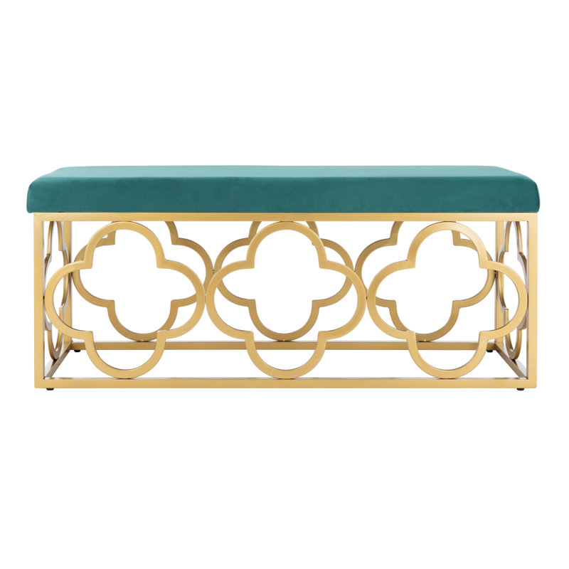 Rainn Velvet Upholstered Bench, Emerald