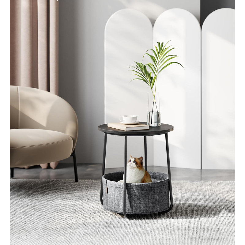 Blen End Table, Ebony Black, Slate Grey
