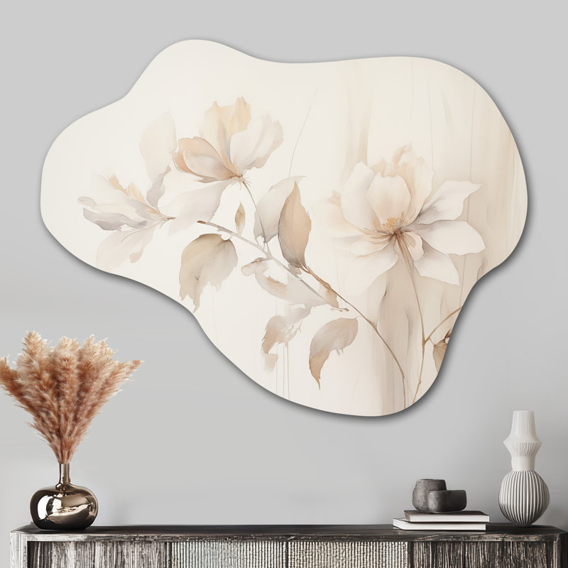 «White Botanical Elegance II», reproduction d'art de sculpture murale en métal Freeform, H 27 po x l 35 po x P 1 po