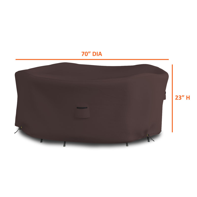 Housse robuste pour table ronde et chaise d'extérieur robuste et polyvalente, H 23 po x l 70 po, Café