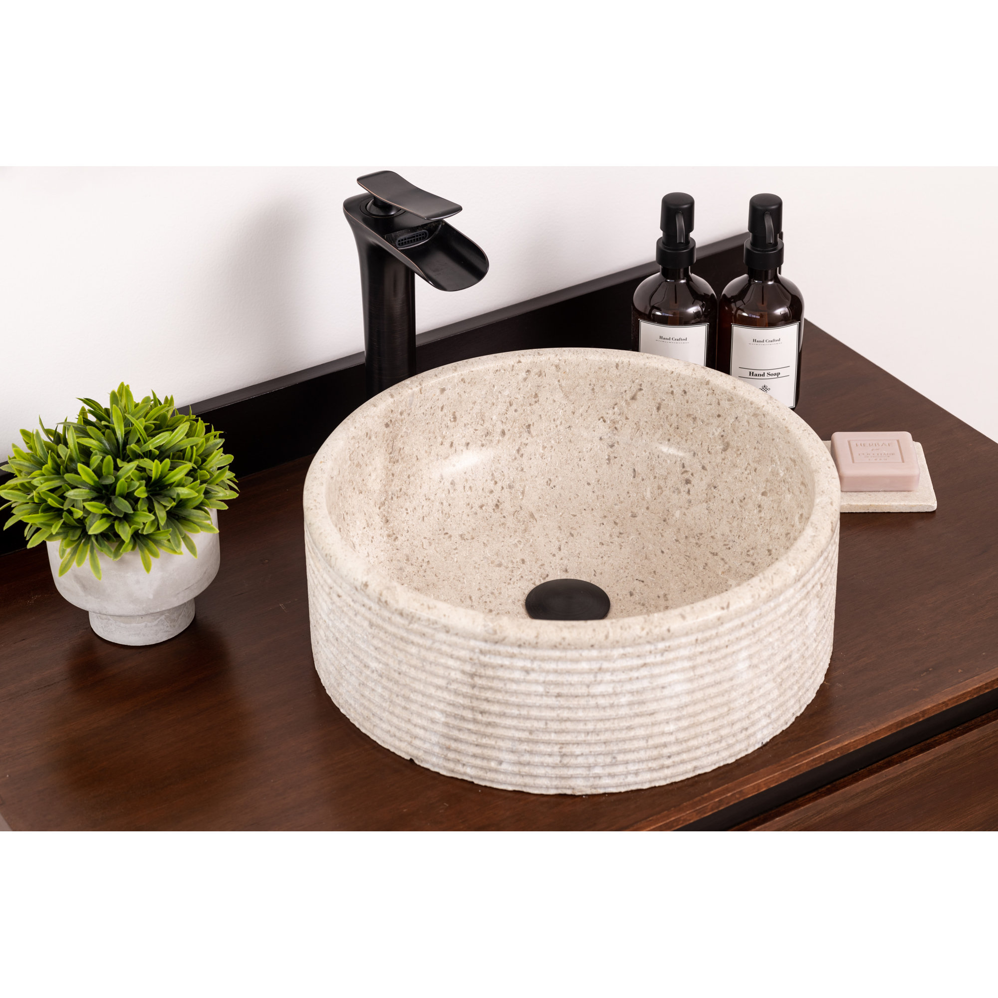 Bolo Stone Circular Vessel Bathroom Sink