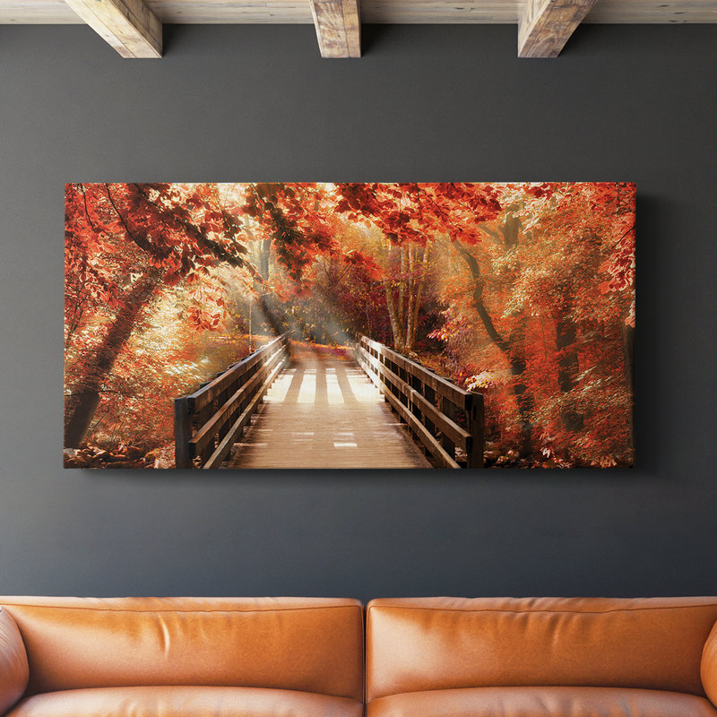 Pont d'automne - Toile tendue avec châssis - Prêt à accrocher, H 16 po x l 32 po