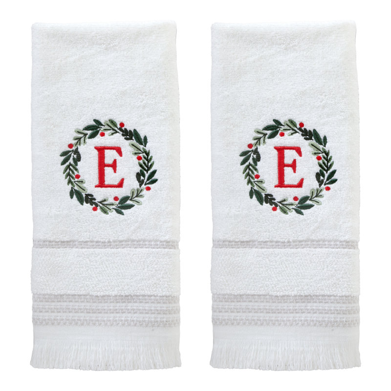 WREATH MONOGRAM E EMB HAND-WHT