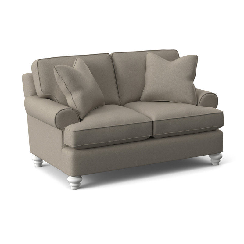 Lowell Upholstered 60'' Loveseat, Beige Performance Fabric; 0851-73, Frost White Finish
