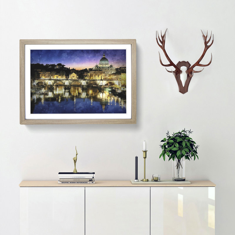 St. Peter's Basilica in Rome Italy - Picture Frame Graphic Art, 33cm H x 45cm W x 2cm D, Oak Framed
