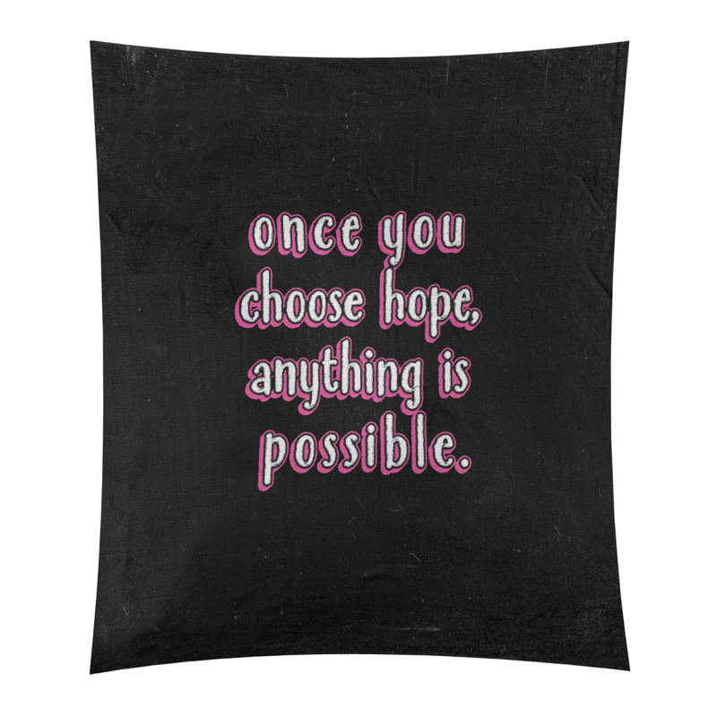 Tapisserie tableau noir en polyester, citation d’espoir, Rose, H 104 po x l 88 po