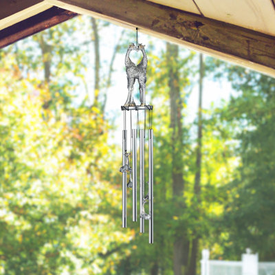Renars 23" Long Silver Giraffe Round Top Wind Chime Unique Gifts