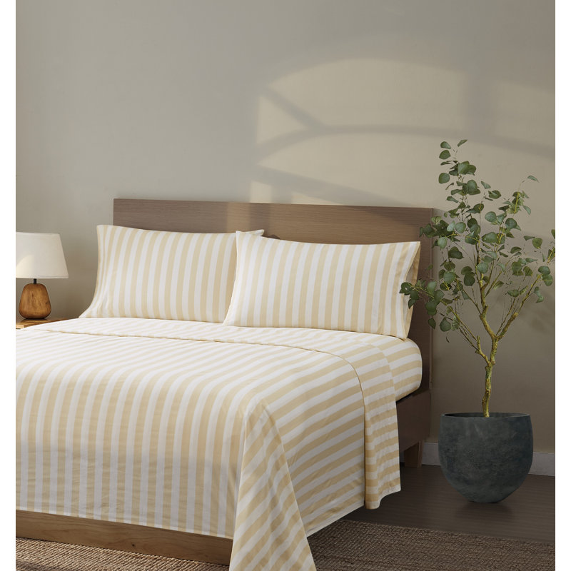 Ensemble de draps Brooklyn Loom Levi, Blanc/Ivoire, Grand lit