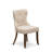 5-Pc Kitchen Set Includes a Pedestal Wooden Round Table and 4 Light Tan Linen Fabric Padded Chairs with Button Tufted- Antique Walnut-782292596-794752263
