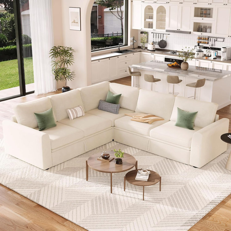 Canapé-lit modulaire avec lit escamotable, canapé modulaire en L chenille avec canapé escamotable et siège de rangement, divans convertibles pour le salon