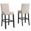Ensemble de salle à manger en bois, 3 pièces, avec table ronde de 91 cm et 2 chaises de bar en tissu beige, tabourets de bar, structure en métal