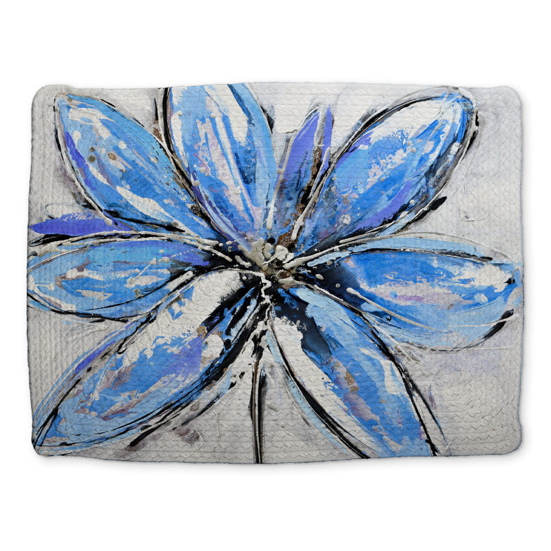 Blue Flower Braided Polyester Placemat | Contemporary Decor