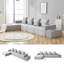 Canapé modulaire à 4 places avec méridienne et repose-pieds surdimensionnés - canapé Cloud en velours côtelé doux pour petits espaces, salon, appartement