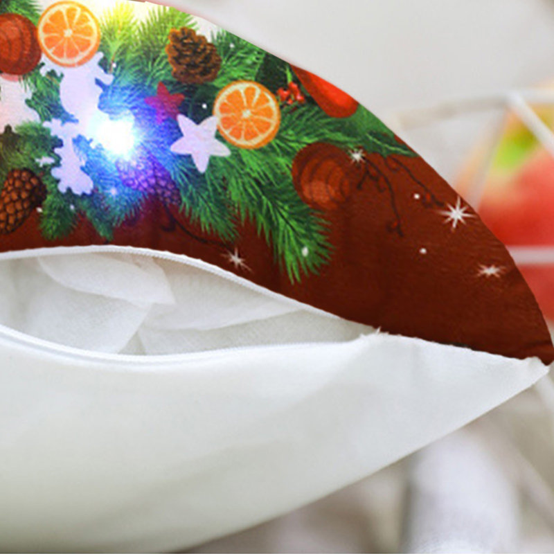 Coussins de Noël, cadeaux de Noël, lumières DEL, petits canapés imprimés, coussins, taies d'oreiller, B