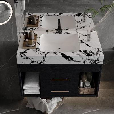 Ensemble de meuble-lavabo mural flottant 29,9 po