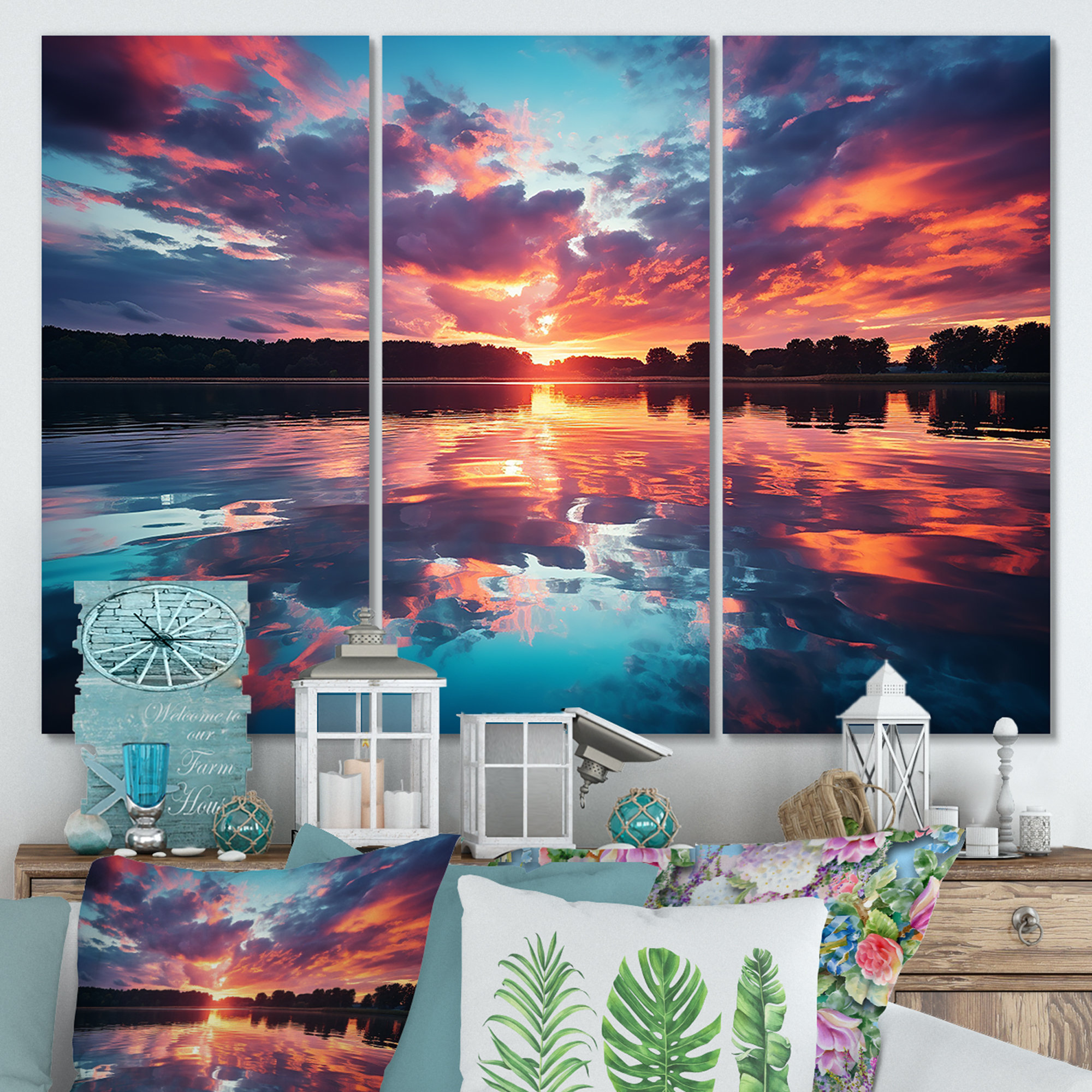 Beachcrest Home Horizon Sunset By The Lake III Lake Wall Art Wayfair