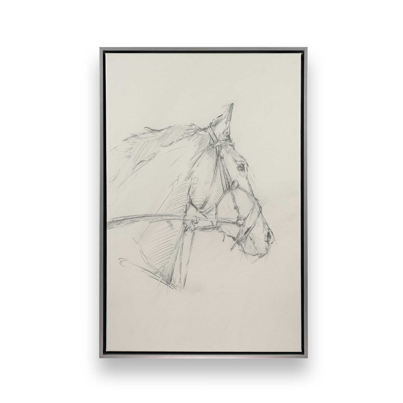 «Bridled Horse Courir croquis I» par Ethan Harper, reproduction d'art, H 32 po x l 24 po, Argent argent