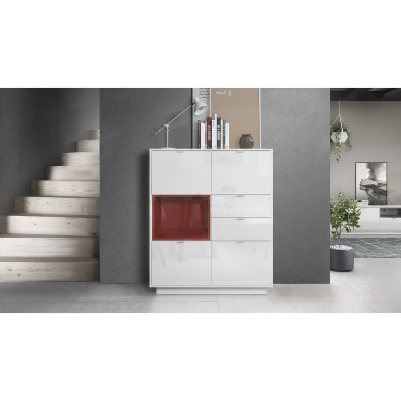 Highboard Mcclung, Burgundy (glossy), No