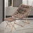 Upholstered Folding Square Saucer, Tufted Cozy Accent Chair with Golden Metal Frame for Living Room-149606720-178458866