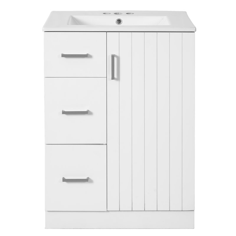 Meuble-lavabo 24 po avec lavabo en céramique, Blanc