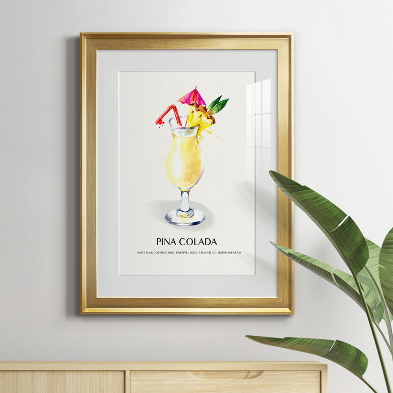 Pina Colada - peinture encadrée, H 22,5 po x l 30,5 po x P 1,5 po, Or