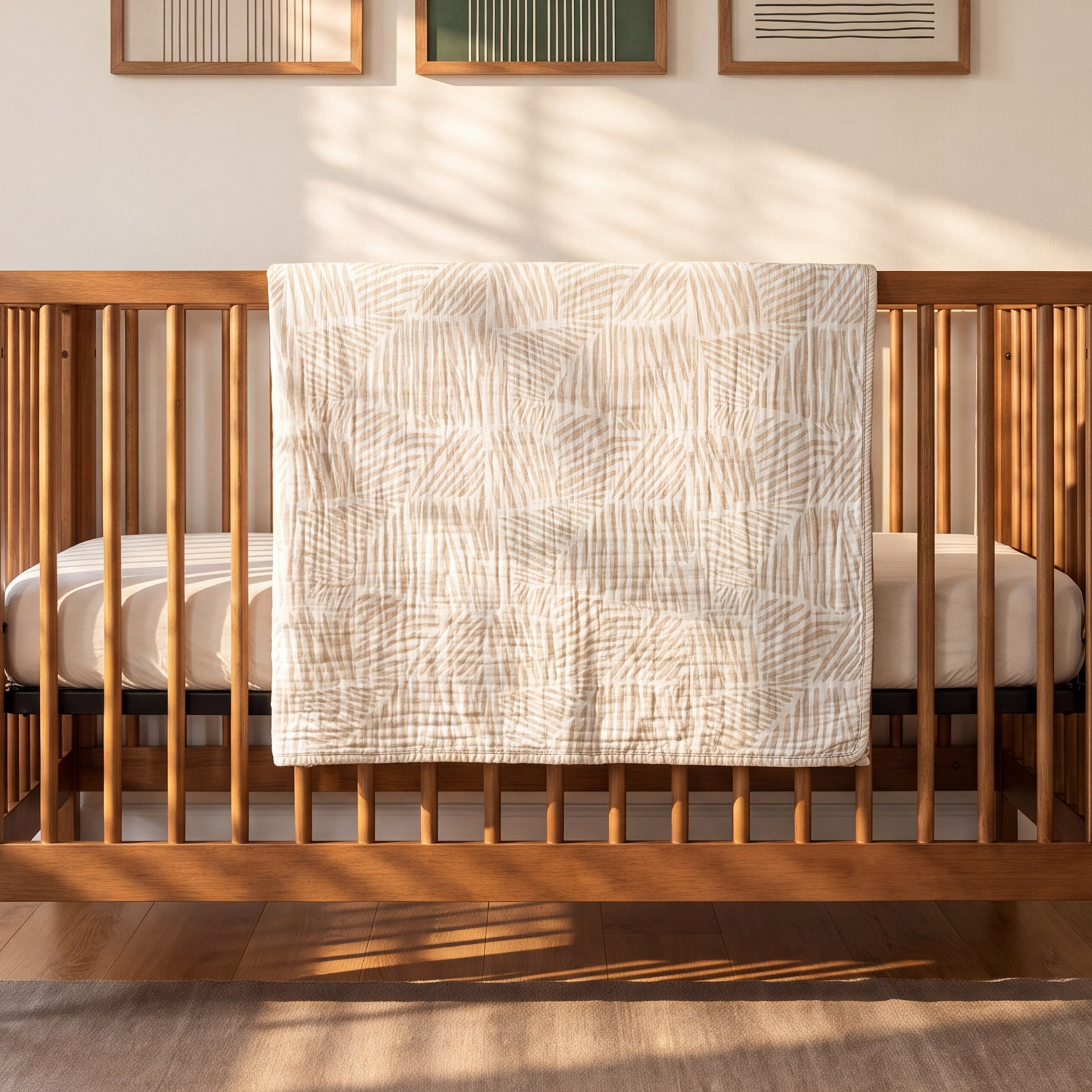 Oat Stripe 3-Layer Muslin Cotton Quilt
