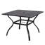Table de salle à manger 37,01 po carrée noire en métal, table de bistro en acier antirouille avec trou pour parasol pour terrasse de jardin