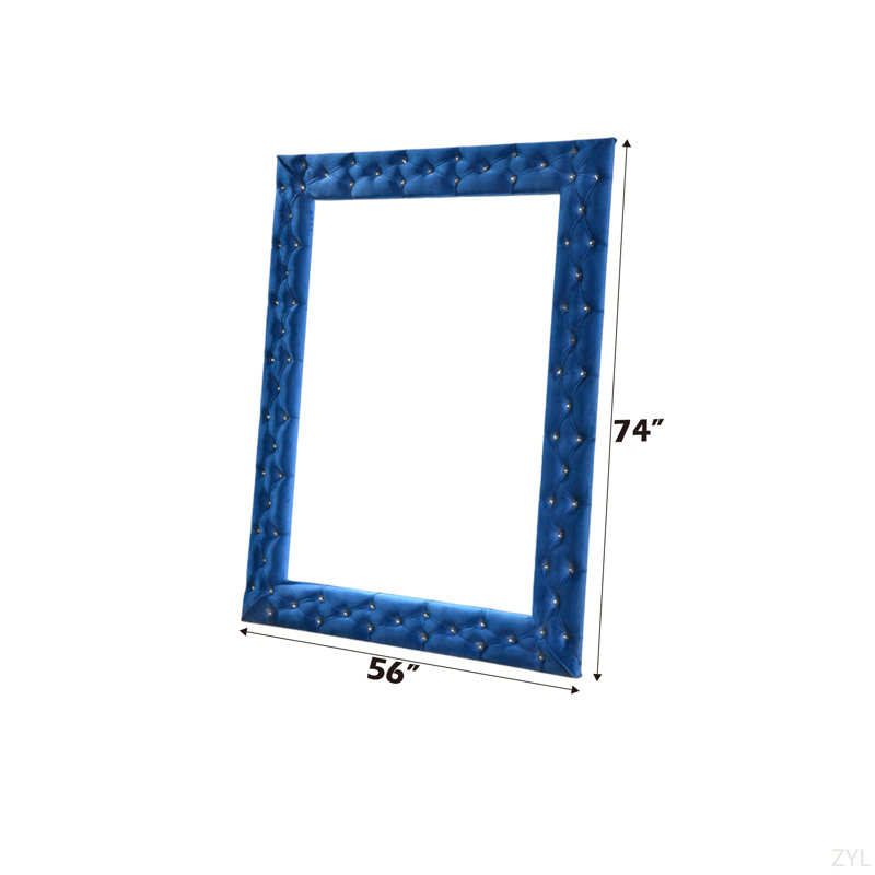 Miroir de plancher en velours bleu