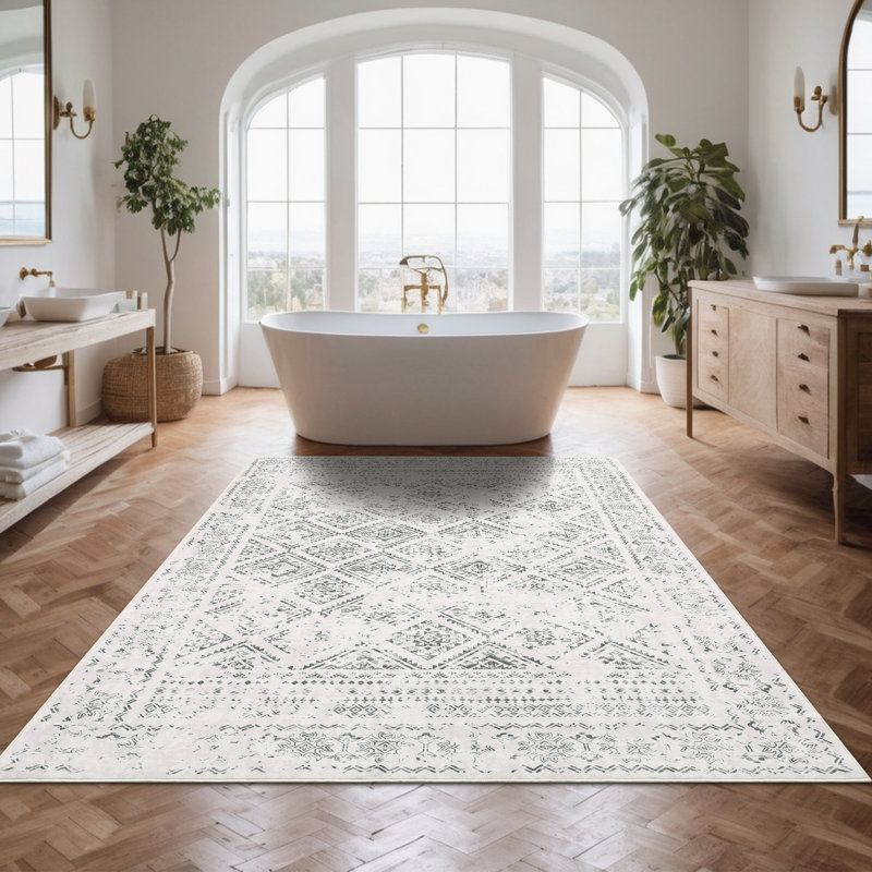 Élégant tapis oriental lavable en machine avec envers antidérapant en caoutchouc, idéal pour le salon, la salle à manger, la chambre à coucher, le bureau et la salle de jeux
