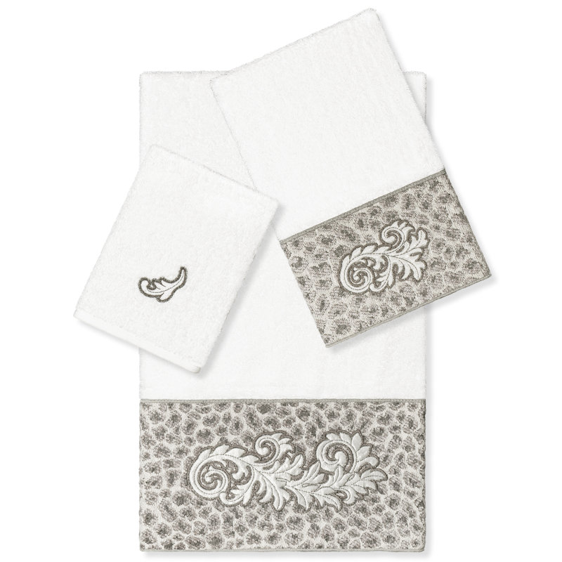  3 Piece Turkish Cotton Towel Set, White