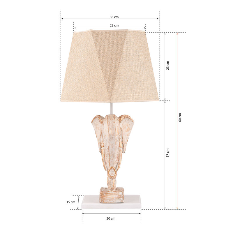 Lampe de table en métal Adrain, Crème / Blanc, Crème