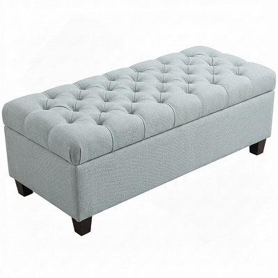 50.25" Storage Ottoman Bench - Baby Blue Storage Bench End Of Bed With Safety Hinges, Footrest Stool For Living, Dining Room, Entryway And Hallway