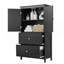 Armoire de rangement pour salle de bain, armoire avec deux portes et tiroirs, tablette réglable, panneau de fibres à densité moyenne-1606632286