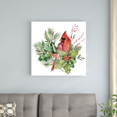 «Cardinal Holly Christmas I» par Jennifer Paxton Parker - reproduction d'art sur toile tendue