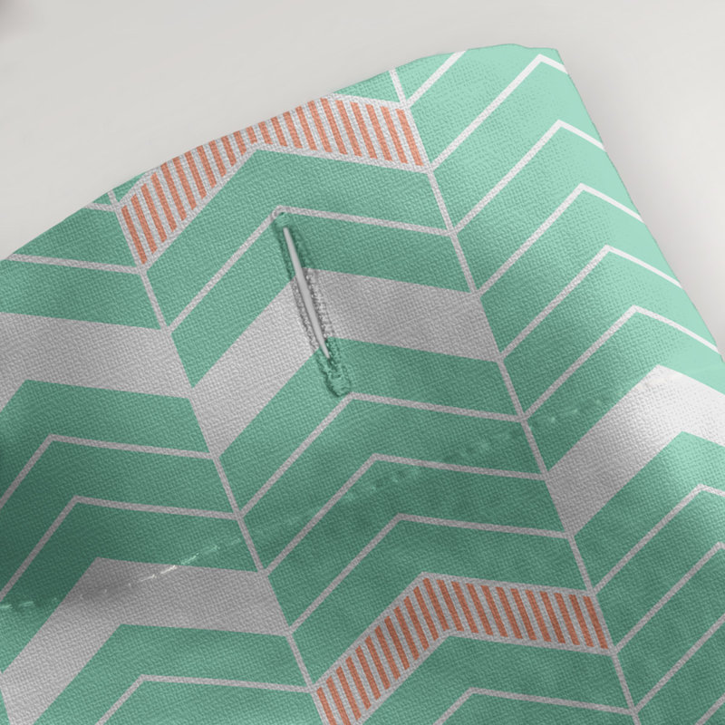 Rideau de douche simple à chevrons, Vert / Orange